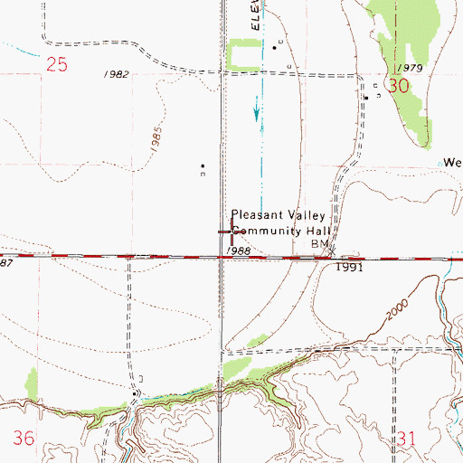 Topographic Map of Pleasant Valley Community Hall, MT