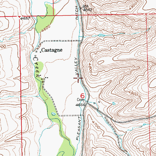 Topographic Map of Pleasant Valley Ditch, MT