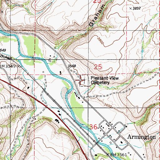 Topographic Map of Pleasant View Cemetery, MT
