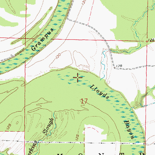 Topographic Map of Lloyds Bayou, AR