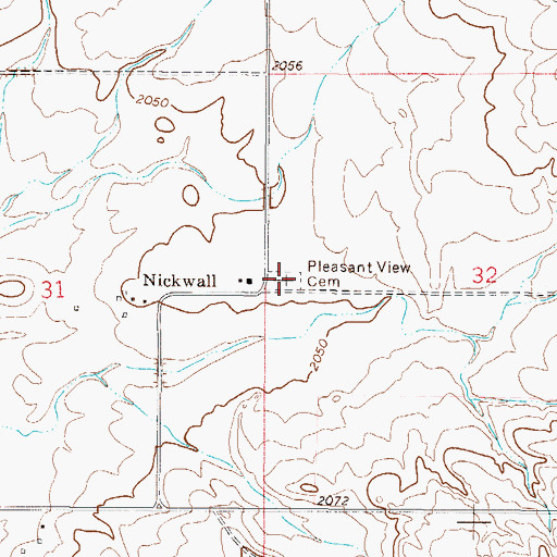 Topographic Map of Pleasant View Cemetery, MT