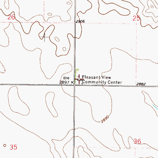 Topographic Map of Pleasant View Community Center, MT