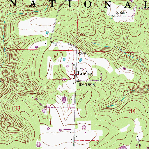 Topographic Map of Locke, AR