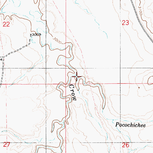 Topographic Map of Pocochichee Creek, MT