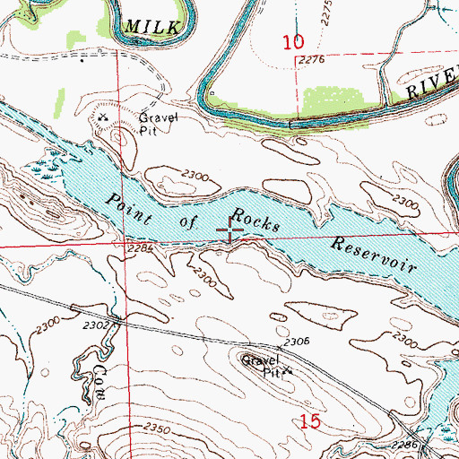 Topographic Map of Point of Rocks Reservoir, MT
