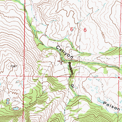 Topographic Map of Poison Gulch, MT