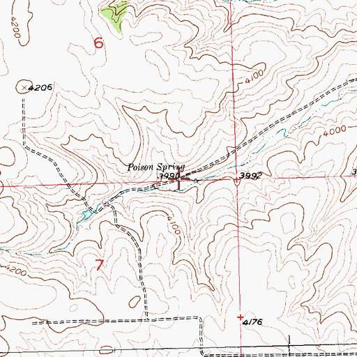 Topographic Map of Poison Spring, MT