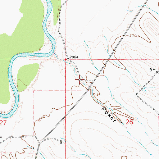 Topographic Map of Poker Jim Gulch, MT