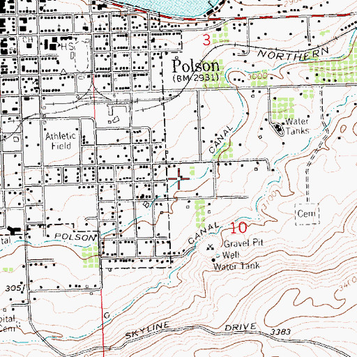 Topographic Map of Polson B Canal, MT