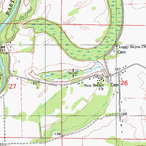 Topographic Map of Loggy Bayou, AR