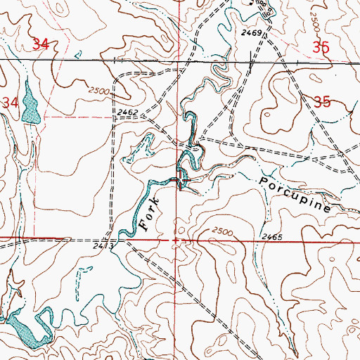Topographic Map of Porcupine Coulee, MT