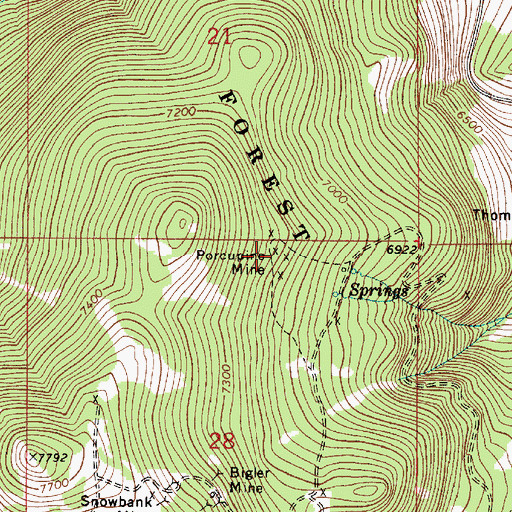 Topographic Map of Porcupine Mine, MT