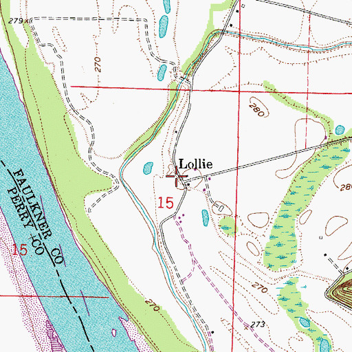 Topographic Map of Lollie, AR