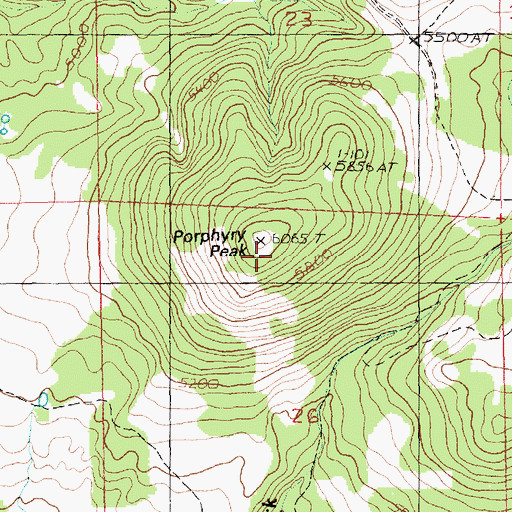 Topographic Map of Porphyry Peak, MT