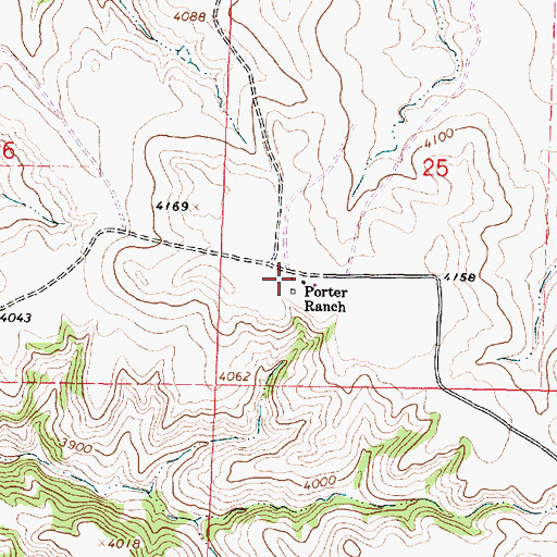 Topographic Map of Porter Ranch, MT