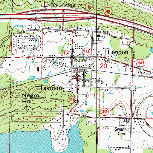 Topographic Map of London, AR