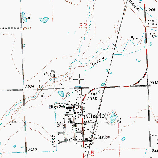 Topographic Map of Post 7-D Ditch, MT