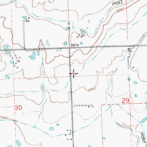 Topographic Map of Post B Canal, MT