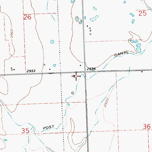 Topographic Map of Post C Canal, MT