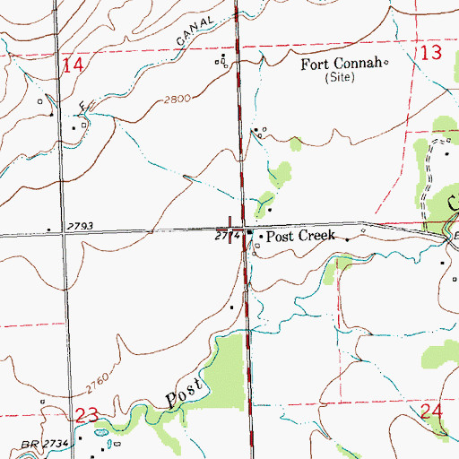 Topographic Map of Post Creek, MT