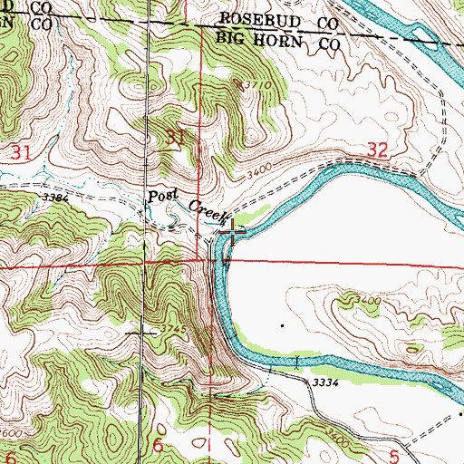 Topographic Map of Post Creek, MT