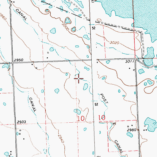 Topographic Map of Post E Canal, MT