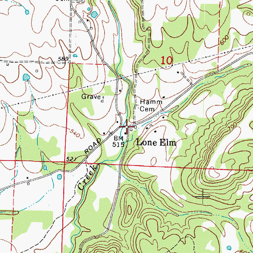 Topographic Map of Lone Elm, AR