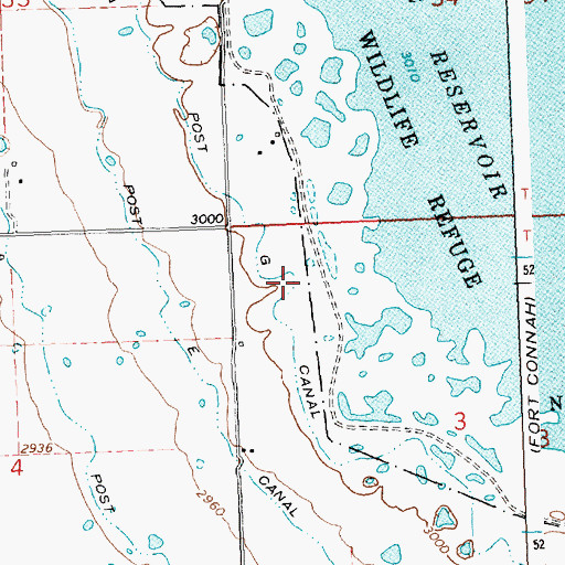 Topographic Map of Post G Canal, MT