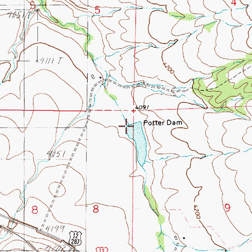 Topographic Map of Potter Dam, MT