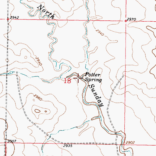 Topographic Map of Potter Spring, MT