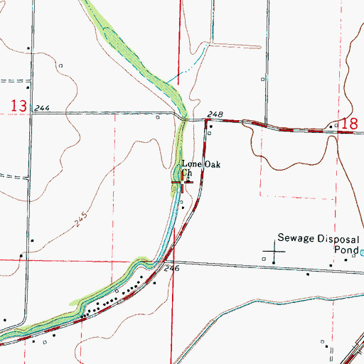 Topographic Map of Lone Oak Baptist Church, AR