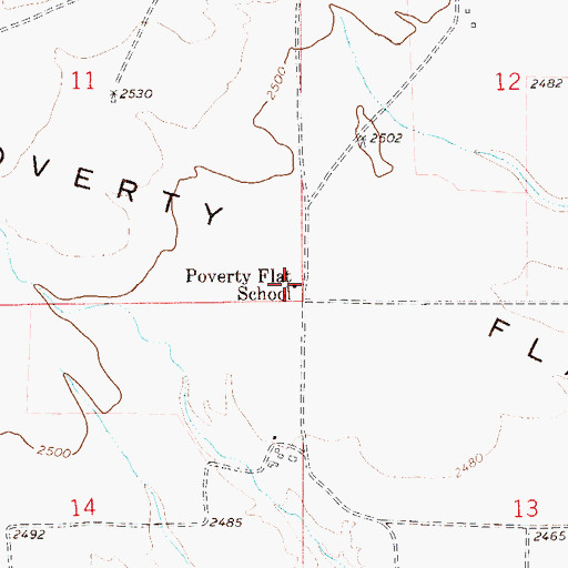 Topographic Map of Poverty Flat School (historical), MT