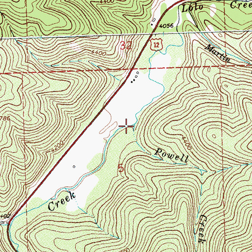 Topographic Map of Powell Creek, MT