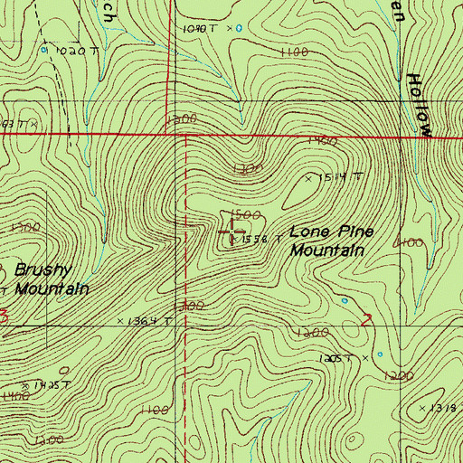 Topographic Map of Lone Pine Mountain, AR
