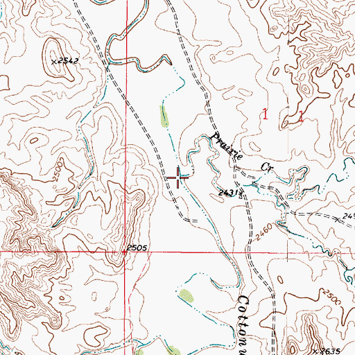 Topographic Map of Prairie Creek, MT