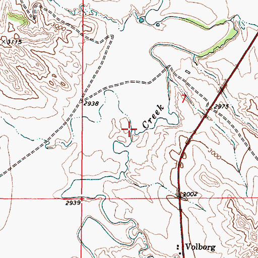 Topographic Map of Prairie Dog Creek, MT