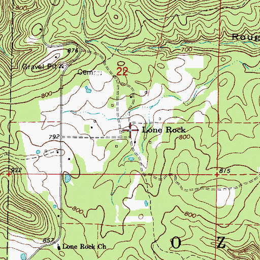 Topographic Map of Lone Rock, AR