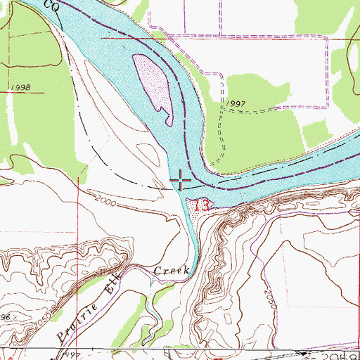 Topographic Map of Prairie Elk Creek, MT