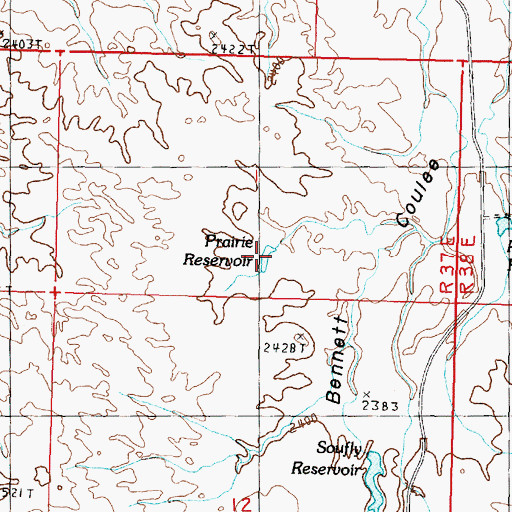 Topographic Map of Prairie Reservoir, MT