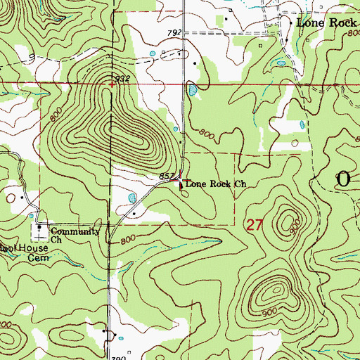 Topographic Map of Lone Rock Baptist Church, AR