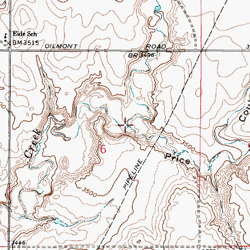 Topographic Map of Price Coulee, MT