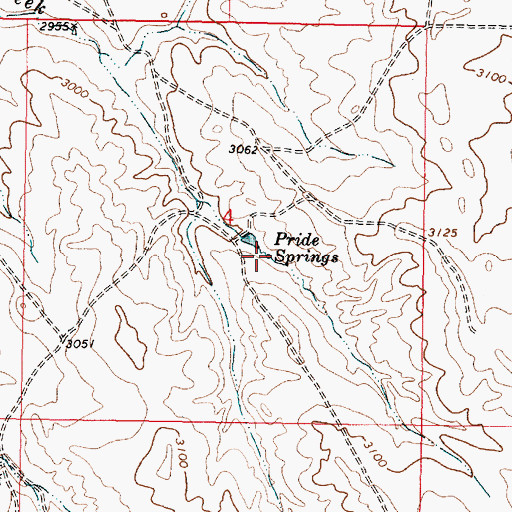 Topographic Map of Pride Springs, MT