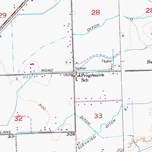 Topographic Map of Progressive School, MT