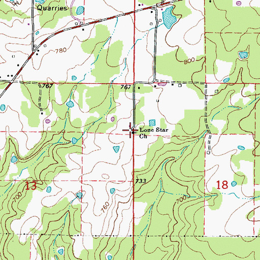 Topographic Map of Lone Star Baptist Church, AR