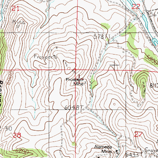 Topographic Map of Prospect Mine, MT