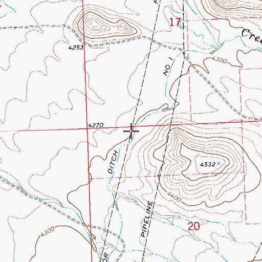 Topographic Map of Pryor Ditch Number One, MT