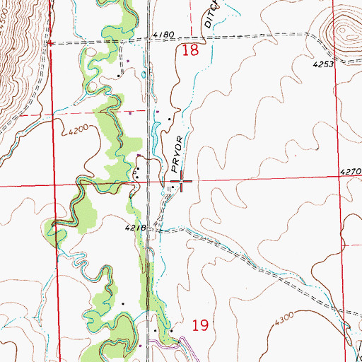 Topographic Map of Pryor Ditch Number Two, MT