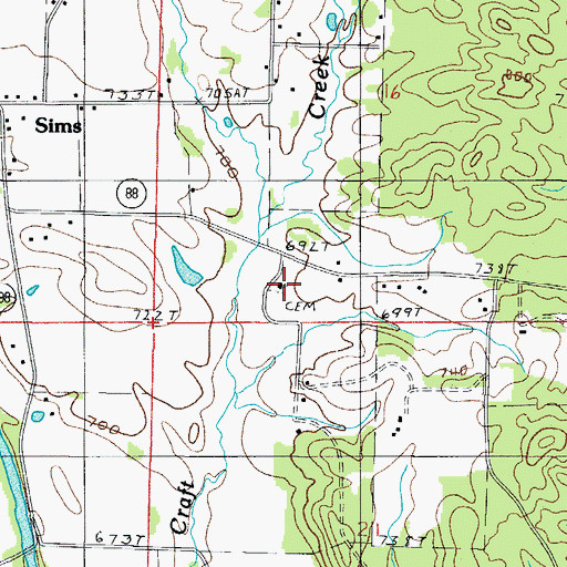 Topographic Map of Lone Valley Church of God, AR