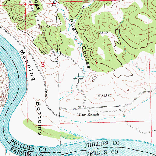 Topographic Map of Pugh Coulee, MT