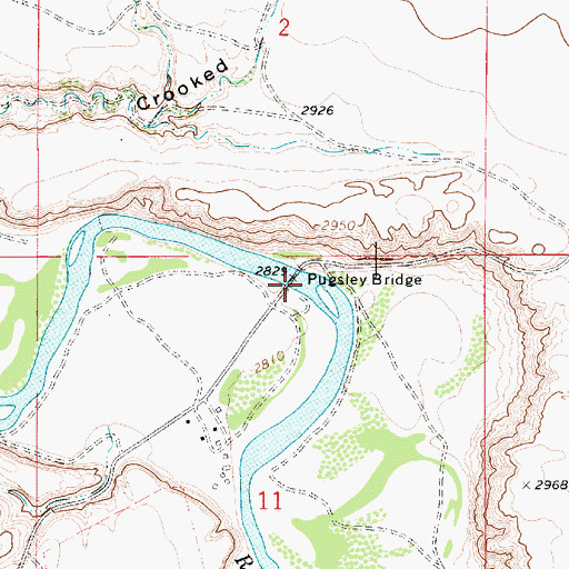 Topographic Map of Pugsley Bridge, MT
